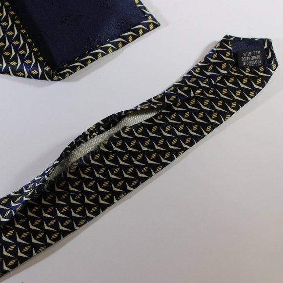 Versace V2 Blue & Gold Chevron Silk Tie, GUC - Picture 5 of 7